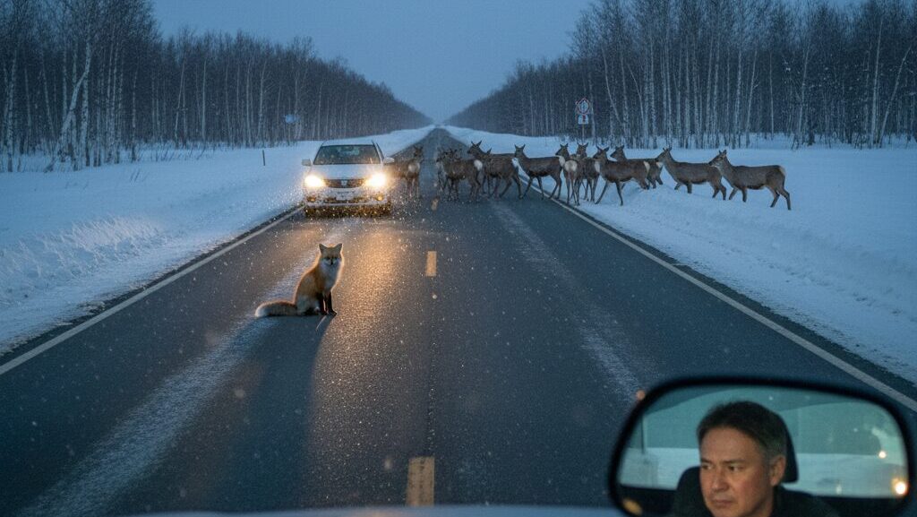 中標津 鹿 キツネ 運転 注意